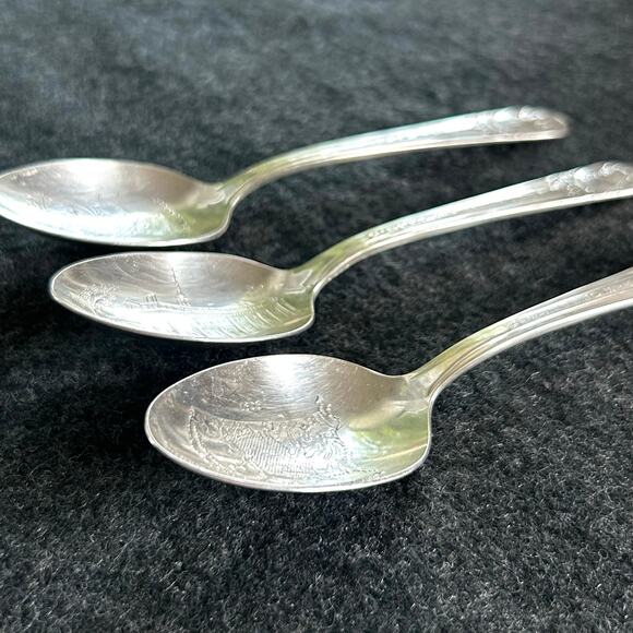 Vintage Statesman Silverplate Spoons – Washington, Jefferson, Adams, Set of 3 - Picture 2 of 12